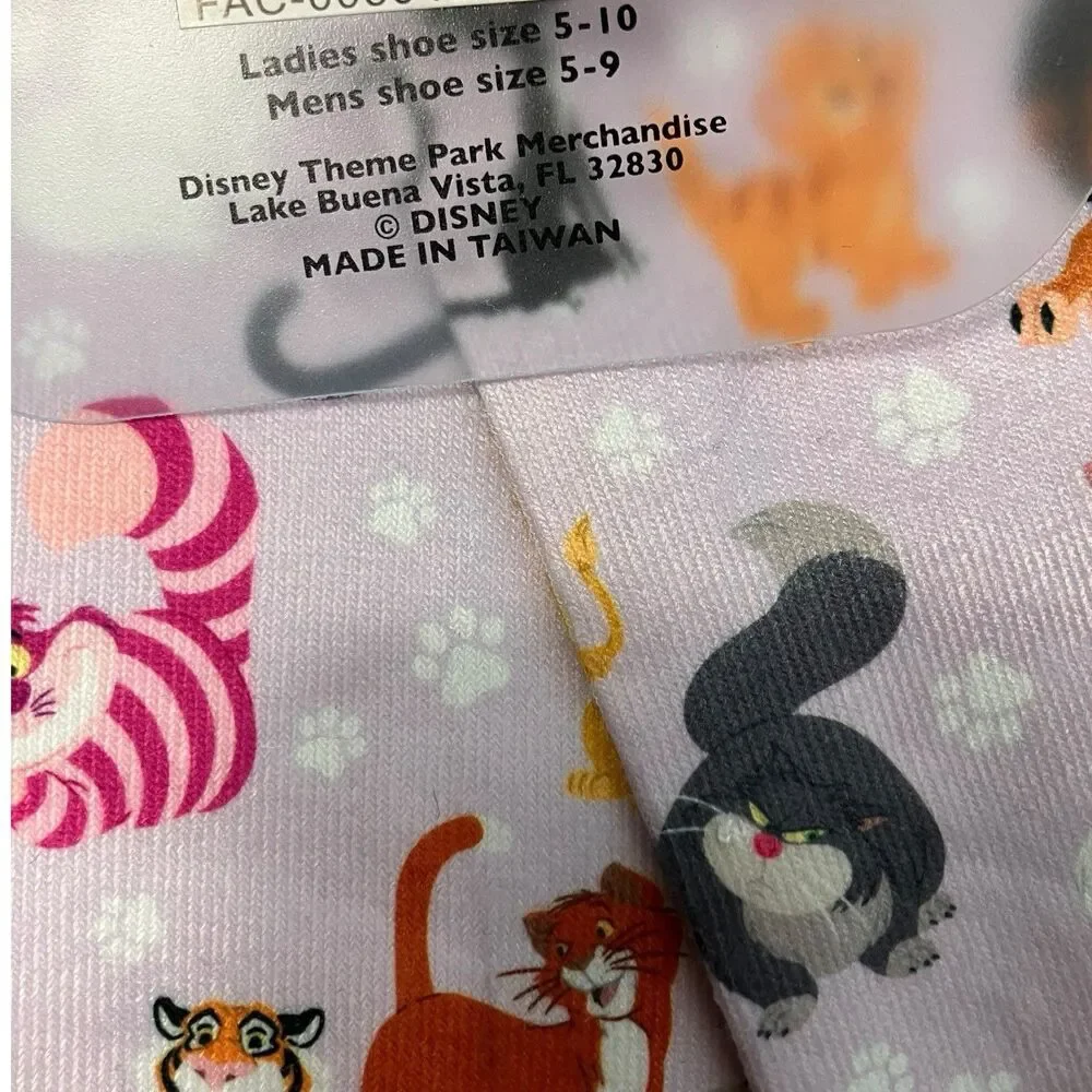 Disney Parks WMNS Socks Pink Cats Marie Simba Cheshire Aristocats Oliver Lucifer